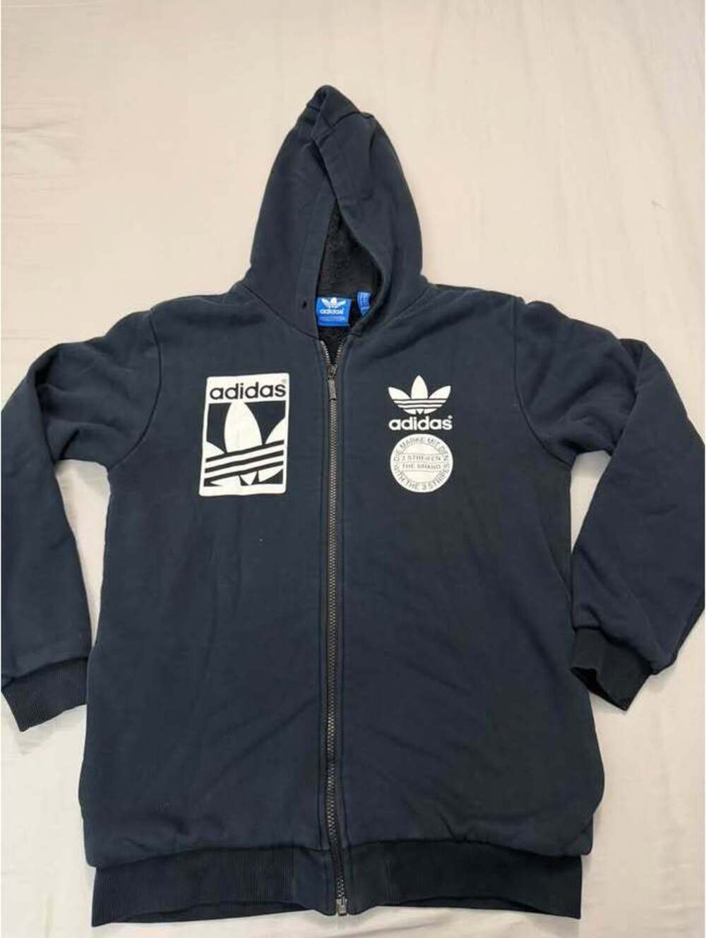 Adidas Sherpa-Lined Zip-Up Hoodie Mens Size Small Used Good $30